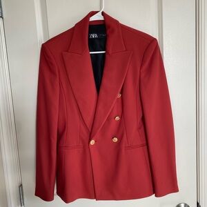 Zara Red Blazer with Gold Buttons